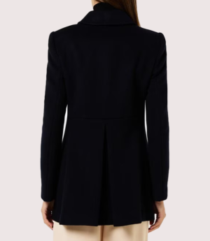 Palm Knit Double-Breasted Wool Peacoat