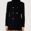 Palm Knit Double-Breasted Wool Navy Peacoat