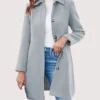 Palm Knit Wool Blend Single Breasted Long Coat