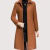 Palm Knit Camel Brown Wool Trench Coat