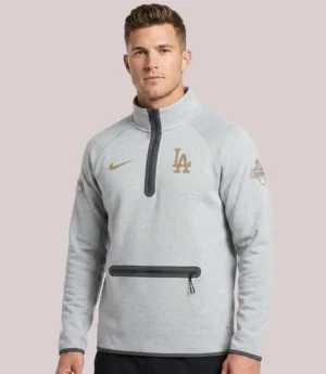 Buy Los Angeles Dodgers Nike 2026 Gold Collection Tech Fleece Half-Zip Gray Pullover Jacket