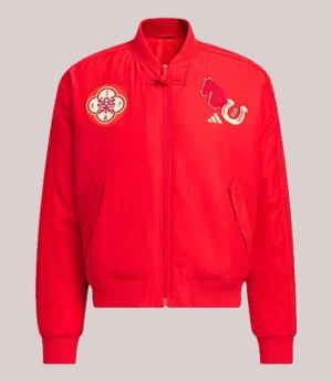 Unisex Chinese New Year Red Zip-up Bomber Jacket