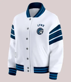 Women's Minnesota Lynx WEAR by Erin Andrews White And Navy Full-Snap Fleece Sweatshirt Jacket