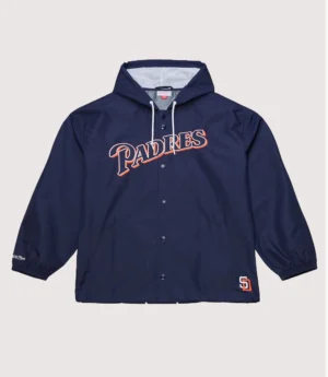 Unisex San Diego Padres Mitchell & Ness Full-Snap Hooded Coaches Jacket - Navy