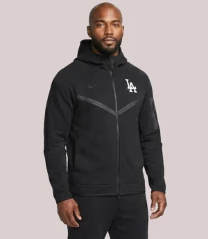 Los Angeles Dodgers Tech Fleece Windrunner Hoodie Jacket Black