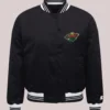 Minnesota Wild Starter Women's Printed Round Team Logo Satin Varsity Full-Snap Jacket - Black