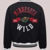 Women's Minnesota Wild Printed Round Team Logo Black Satin Jacket