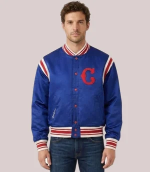 Cubs Polo Ralph Lauren Full-Snap Satin Blue Jacket